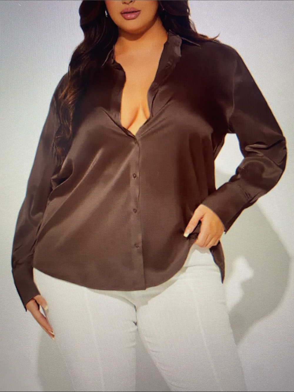NWT Fashion Nova Silky Chocolate Satin Blouse - Women